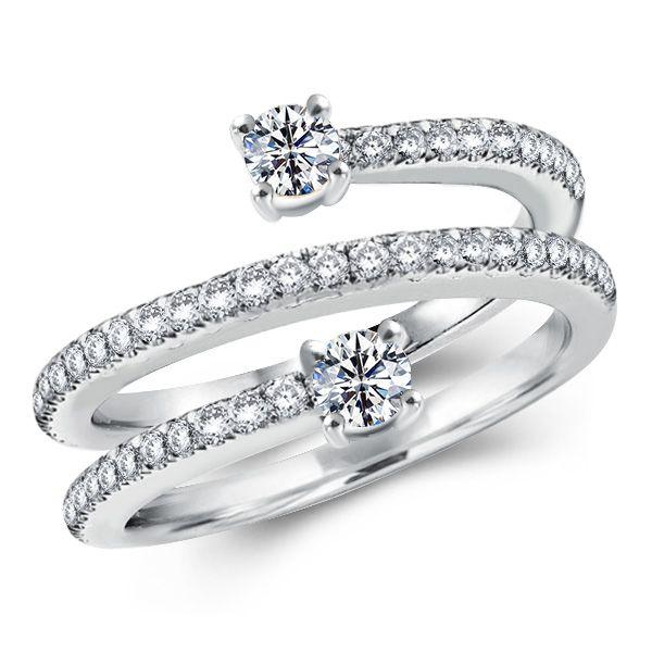 Sterling Silver Spiral Half Eternity Band - Round Cut, 2.23 CTW