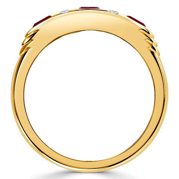 Oval Cut Ruby Band Ring - 18K Gold Plated Sterling Silver - 0.54 CT. TW.