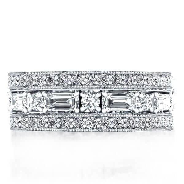Classic Triple Row Eternity Band Set in 925 Sterling Silver with Created White Sapphire