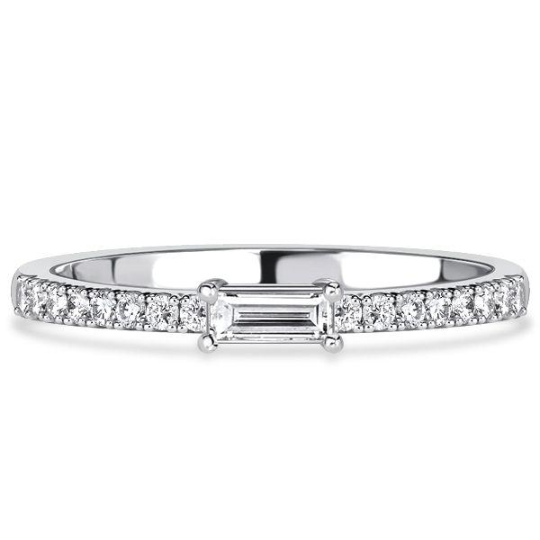 White Sapphire Baguette Half Eternity Band in Sterling Silver