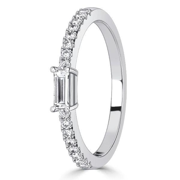 White Sapphire Baguette Half Eternity Band in Sterling Silver