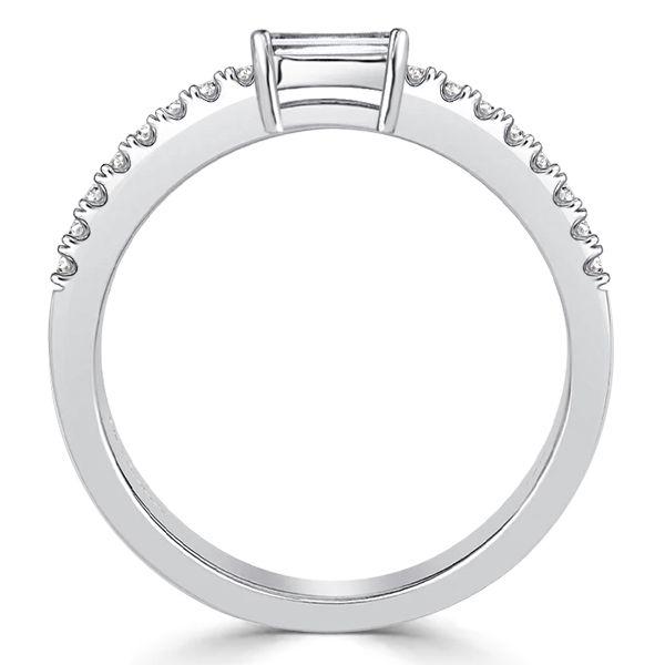 White Sapphire Baguette Half Eternity Band in Sterling Silver