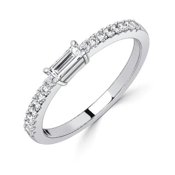 White Sapphire Baguette Half Eternity Band in Sterling Silver