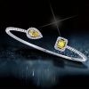 Sterling Silver Pear & Emerald Cut Yellow Sapphire Bangle Bracelet for Women