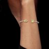 Sterling Silver Pear & Emerald Cut Yellow Sapphire Bangle Bracelet for Women