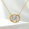 Oval Cut Bezel Setting Diamond Accent Short Necklace for Women in 925 Sterling Silver