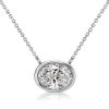 Oval Cut Bezel Setting Diamond Accent Short Necklace for Women in 925 Sterling Silver