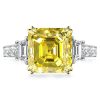 Asscher Cut Three Stone Engagement Ring - Sterling Silver, Milgrain Detail