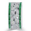 Round White Simulated Diamond Wedding Band - Sterling Silver Princess Cut Emerald Sapphire