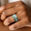Round White Simulated Diamond Wedding Band - Sterling Silver Princess Cut Emerald Sapphire