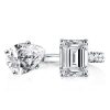 Pear & Emerald Cut Simulated Diamond Twin Ring - Sterling Silver