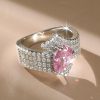 Pear Cut Pink Simulated Diamond Ring - Sterling Silver Unique Engagement Ring