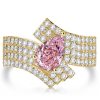Pear Cut Pink Simulated Diamond Ring - Sterling Silver Unique Engagement Ring