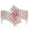 Pear Cut Pink Simulated Diamond Ring - Sterling Silver Unique Engagement Ring
