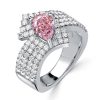 Pear Cut Pink Simulated Diamond Ring - Sterling Silver Unique Engagement Ring