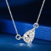 Solitaire Pear Shaped Pendant Necklace in Rhodium Plated Sterling Silver