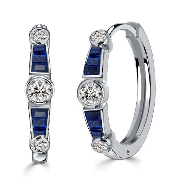 Sterling Silver Hoop Earrings - Vintage Bezel Set Design