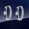 Sterling Silver Hoop Earrings - Vintage Bezel Set Design