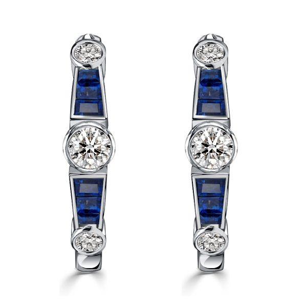 Sterling Silver Hoop Earrings - Vintage Bezel Set Design