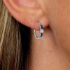 Sterling Silver Hoop Earrings - Vintage Bezel Set Design