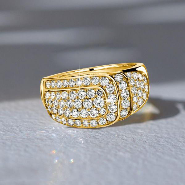 Vintage Micro Pave Engagement Cocktail Ring - 18K Gold Plated Sterling Silver