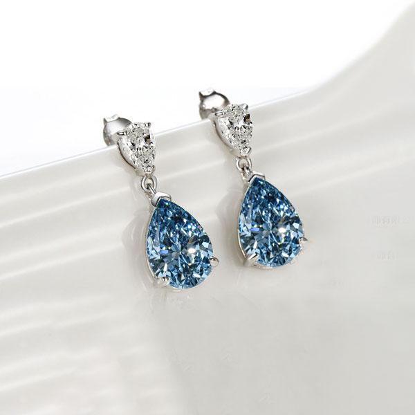 Blue Topaz Pear Drop Earrings in Sterling Silver - Elegant Dangle Earrings