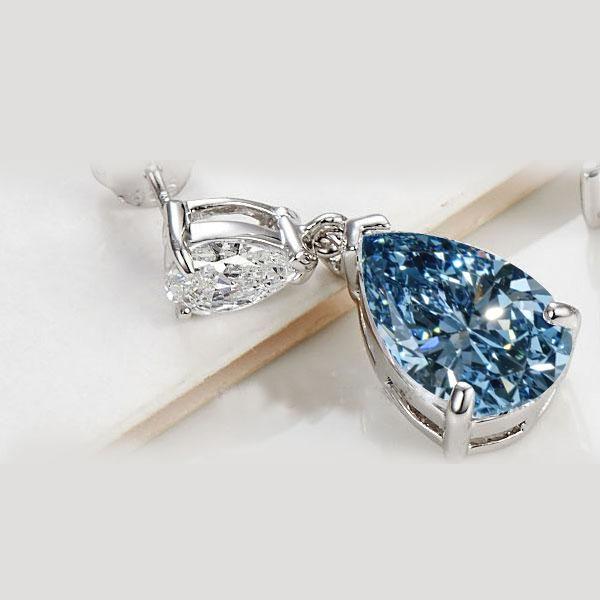 Blue Topaz Pear Drop Earrings in Sterling Silver - Elegant Dangle Earrings