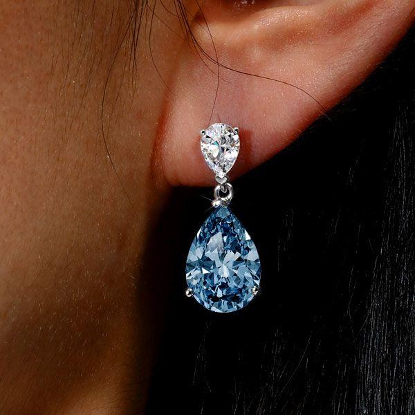 Blue Topaz Pear Drop Earrings in Sterling Silver - Elegant Dangle Earrings