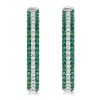 Emerald Green Pave Hoop Earrings - Sterling Silver Oval Hoops