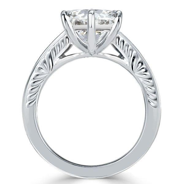 Vintage Pear Cut Engagement Ring in Rhodium-Plated Sterling Silver