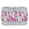 9.70 CT. TW. Pink Multi-Row Eternity Wedding Band Ring in Sterling Silver