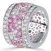 9.70 CT. TW. Pink Multi-Row Eternity Wedding Band Ring in Sterling Silver