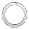 9.70 CT. TW. Pink Multi-Row Eternity Wedding Band Ring in Sterling Silver