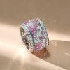 9.70 CT. TW. Pink Multi-Row Eternity Wedding Band Ring in Sterling Silver