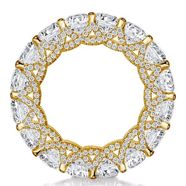 Golden Eternity Cross Prong Wedding Band - 18K Gold Plated Sterling Silver
