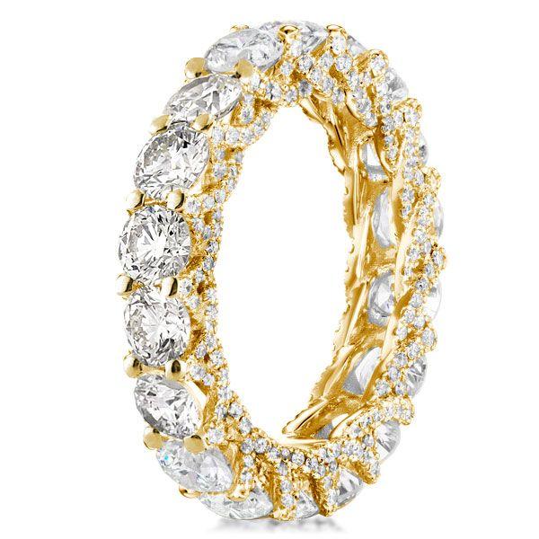 Golden Eternity Cross Prong Wedding Band - 18K Gold Plated Sterling Silver