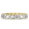 Golden Eternity Cross Prong Wedding Band - 18K Gold Plated Sterling Silver