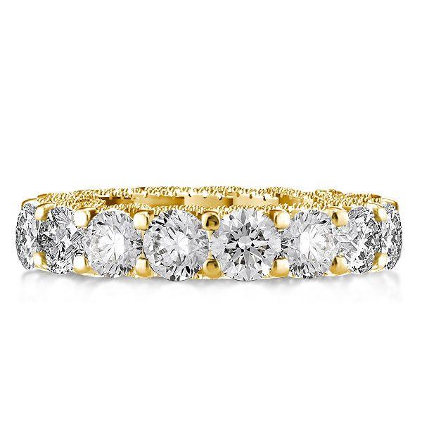 Golden Eternity Cross Prong Wedding Band - 18K Gold Plated Sterling Silver