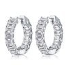 Emerald Cut White Sapphire Hoop Earrings in Sterling Silver