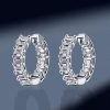 Emerald Cut White Sapphire Hoop Earrings in Sterling Silver