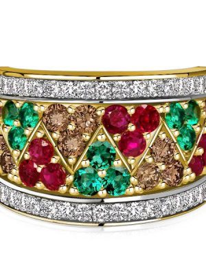 Multi-Color Sterling Silver Half Eternity Anniversary Band Ring (1.78 CT. TW.)