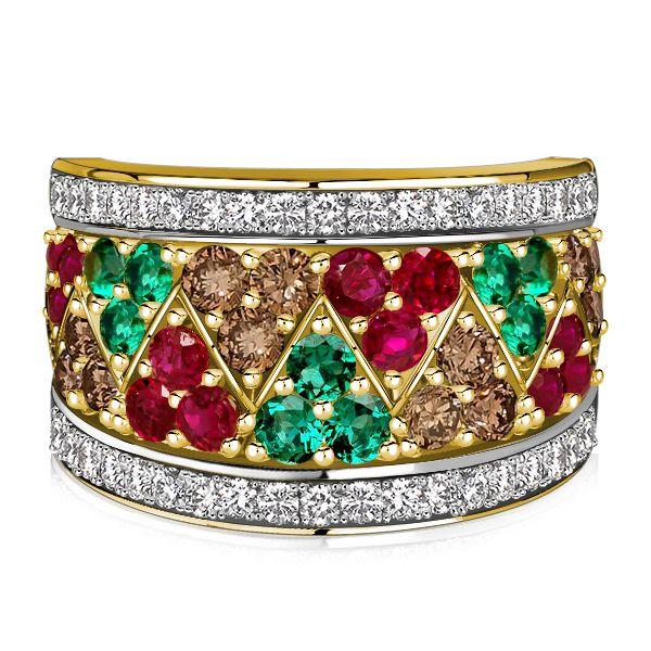Multi-Color Sterling Silver Half Eternity Anniversary Band Ring (1.78 CT. TW.)