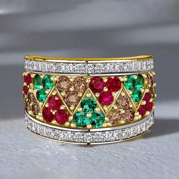 Multi-Color Sterling Silver Half Eternity Anniversary Band Ring (1.78 CT. TW.)