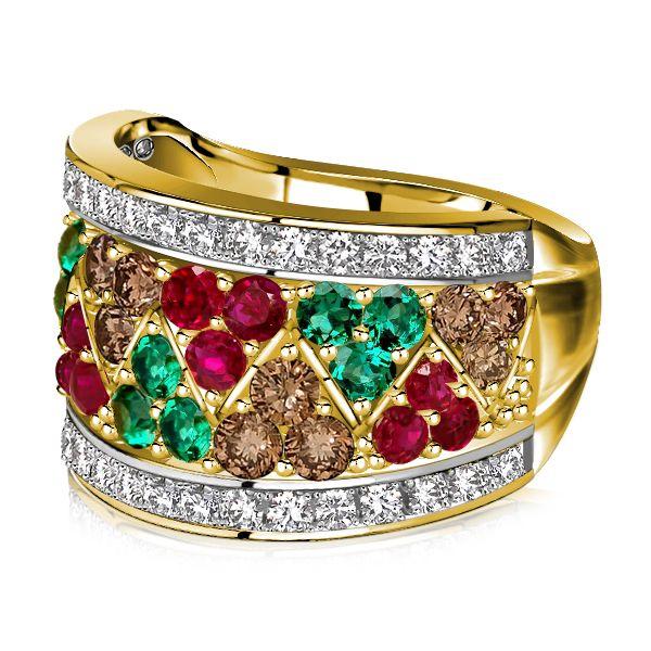Multi-Color Sterling Silver Half Eternity Anniversary Band Ring (1.78 CT. TW.)
