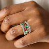 Multi-Color Sterling Silver Half Eternity Anniversary Band Ring (1.78 CT. TW.)