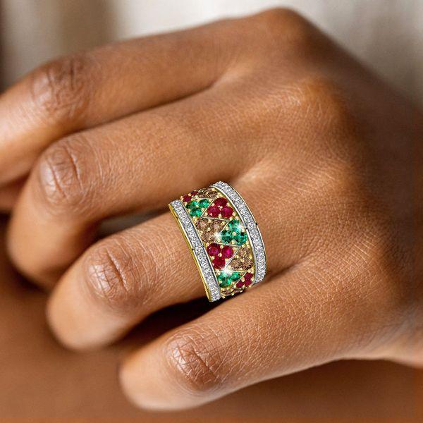 Multi-Color Sterling Silver Half Eternity Anniversary Band Ring (1.78 CT. TW.)