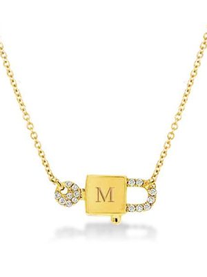 Personalized Lock and Key Initial Necklace - 18K Gold Plated Sterling Silver