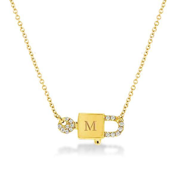 Personalized Lock and Key Initial Necklace - 18K Gold Plated Sterling Silver