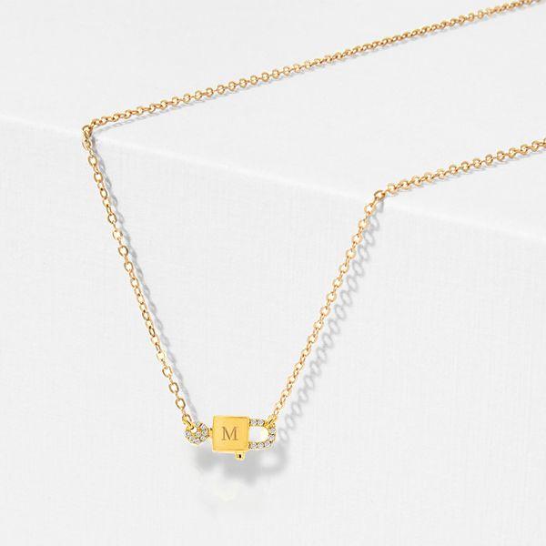 Personalized Lock and Key Initial Necklace - 18K Gold Plated Sterling Silver
