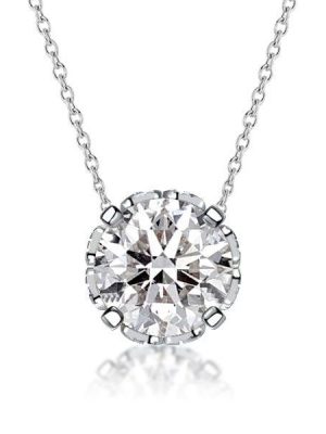 Vintage Round Cut Pendant Necklace for Women, 18K Gold Plated Sterling Silver